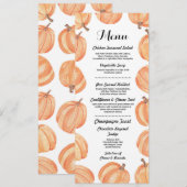 Invitation Menu Réception de Mariage Rustique Citrouille Auto (Devant / Derrière)