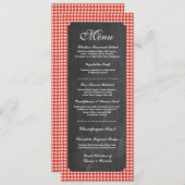 Invitation Menu Réception de Mariage Rustique Craie Rouge à C (Devant / Derrière)