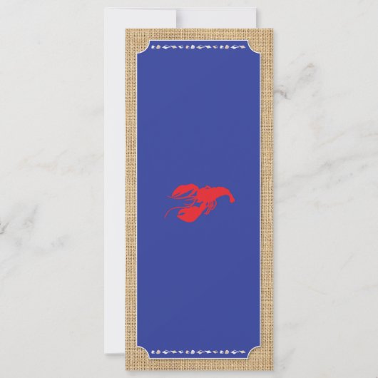 Invitation Menu Réception Mariage Crawfish Boil Lobster Beach (Dos)