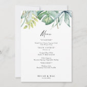 Invitation Menu Réception Mariage Foliage Tropical Menu (Devant)