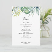 Invitation Menu Réception Mariage Foliage Tropical Menu (Debout devant)