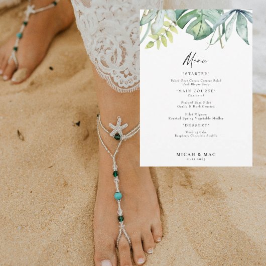 Invitation Menu Réception Mariage Foliage Tropical Menu