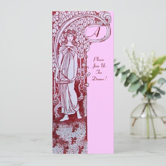 Invitation MENU RESTAURANT MONOGRAM Dîner Brown rose, Brunch (Debout devant)