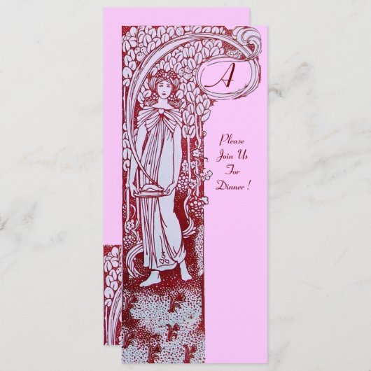 Invitation MENU RESTAURANT MONOGRAM Dîner Brown rose, Brunch (Devant / Derrière)