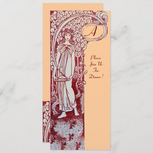 Invitation MENU RESTAURANT MONOGRAM Dîner Brown rose, Brunch (Devant / Derrière)