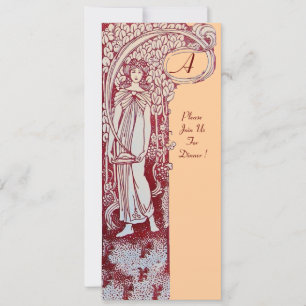 Invitation MENU RESTAURANT MONOGRAM Dîner Brown rose, Brunch