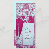 Invitation MENU RESTAURANT MONOGRAM Dîner Rose Blanc, Brunch (Devant / Derrière)