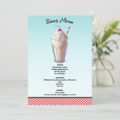 Invitation Menu Retro Diner Milkshake Ice Cree Party Menu (Debout devant)