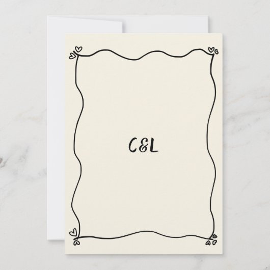 Invitation Menu Rétro manuscrit Mariage Whimsical (Dos)