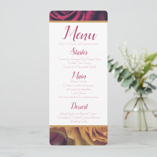 Invitation Menu rose (Debout devant)