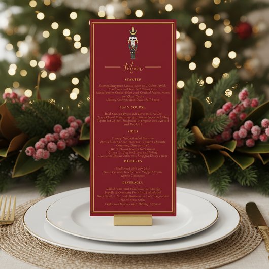 Invitation Menu Rouge du Dîner de Noël Casse-Noisette