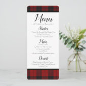 Invitation Menu Rouge et noir Plaid (Debout devant)