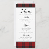 Invitation Menu Rouge et noir Plaid (Devant)