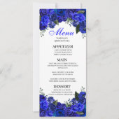 Invitation Menu Royal Blue Floral Quinceanera (Devant)