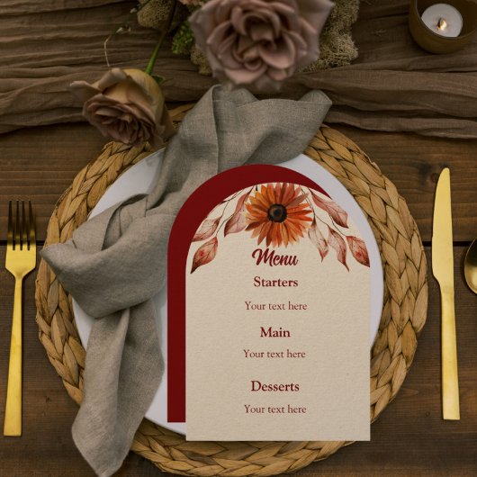 Invitation Menu Rustique et cosy Collection de Mariages d'aut