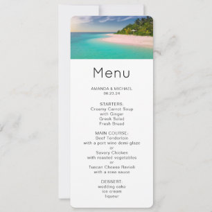 Invitation Menu Scénique de Plage Tropicale Océan Aquamarine