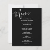 Invitation Menu simple Mariage moderne noir et blanc (Devant)