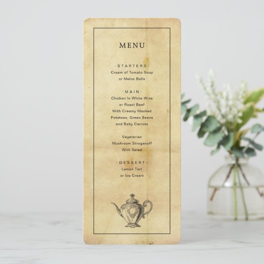 Invitation Menu Style de détresse vintage (Debout devant)