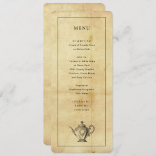 Invitation Menu Style de détresse vintage