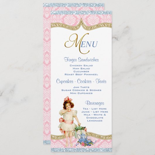 Invitation Menu Tea Party (Devant / Derrière)