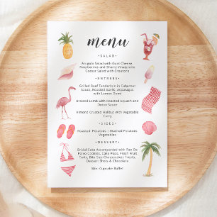 Invitation Menu Thème Plage Aquarelle