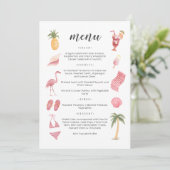 Invitation Menu Thème Plage Aquarelle (Debout devant)