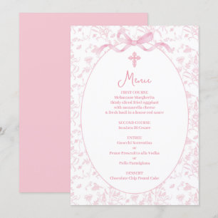 Invitation Menu toile rose