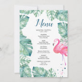 Invitation Menu tropical de Flamant rose d'aquarelle (Devant)