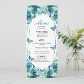 Invitation Menu turquoise Floral Quinceanera (Debout devant)