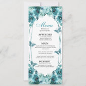 Invitation Menu turquoise Floral Quinceanera (Devant)