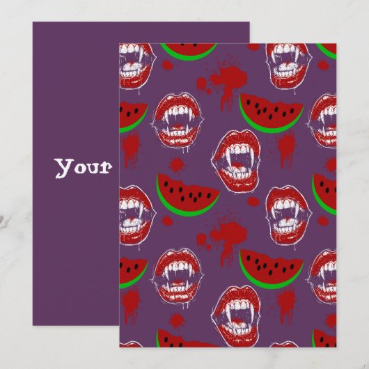 Invitation Menu Vampire Mange Pastèque Violet Summerween & (Devant / Derrière)