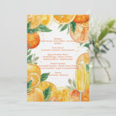Invitation Menu vibrant de brunch Mimosa – Citron aquarelle (Debout devant)