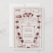 Invitation Menu Vintage Bourgogne Rouge Art Nouveau (Devant)