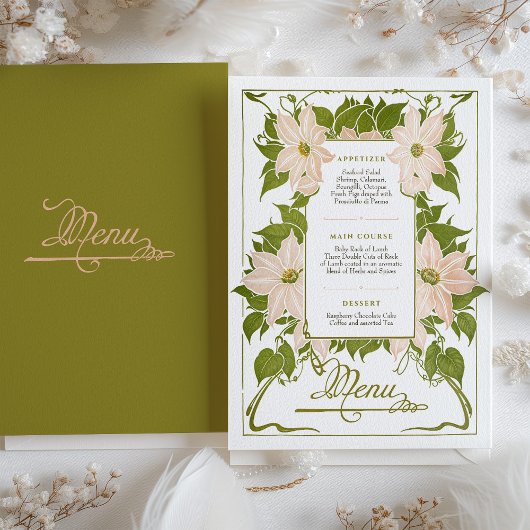 Invitation Menu vintage Floral Dinner