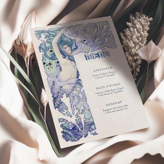 Invitation Menu Vintage Sirène Art Nouveau