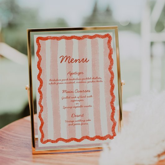 Invitation Menu Whimsical Modern Rose & Red Mariage