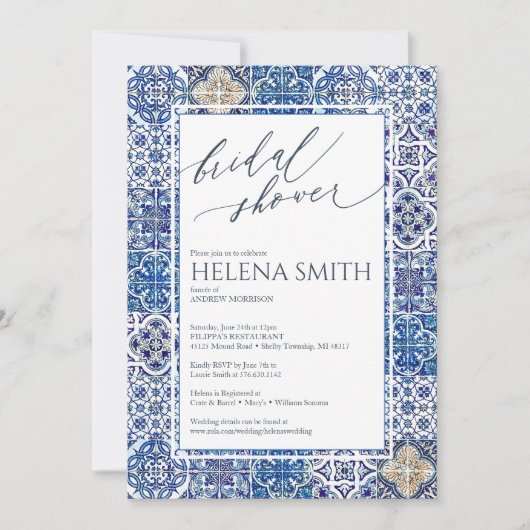 Invitation Menus de douche nuptiale (Devant)