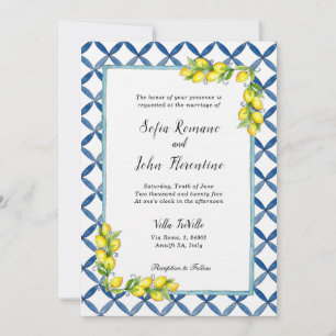 Invitation Menus italiens et motif citron
