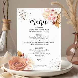 Invitation Menus Mariage aquarelle   Parties scintillant flor