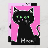 Invitation Meow ! Bachelorée de chats noirs verts (Devant / Derrière)
