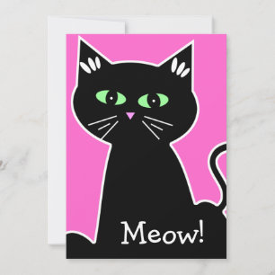 Invitation Meow ! Bachelorée de chats noirs verts