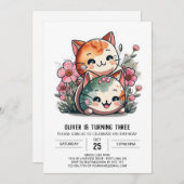 Invitation Meow Magic Aquarelle Anniversaire (Devant / Derrière)