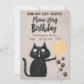 Invitation Meow-zing Anniversaire ! Chat Noir Rejoignez Mon C (Devant)