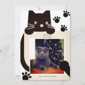 Invitation Meowny Christmas Black Cat White Photo Holiday Car (Devant)