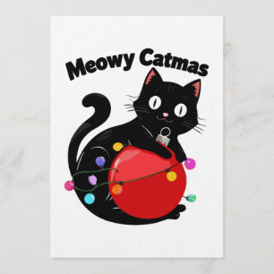 Invitation Meowy Catmas - Chat avec ornement de Noël