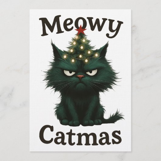 Invitation Meowy Catmas Chat lunatique (Devant)
