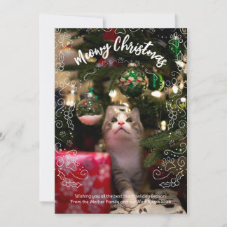 Invitation Meowy Christmas Cat Pet Photo Christmas Card
