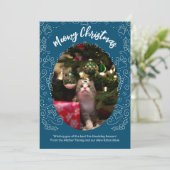 Invitation Meowy Christmas Chat Pet Christmas Card Bleu foncé (Debout devant)
