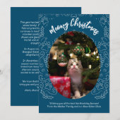 Invitation Meowy Christmas Chat Pet Christmas Card Bleu foncé (Devant / Derrière)