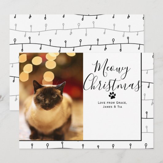 Invitation Meowy Christmas Pet Cat Christmas Card (Devant / Derrière)